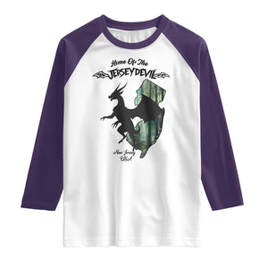 Home Of The Jersey Devil Raglan Shirt Cryptid Gift TS12 White Purple Print Your Wear