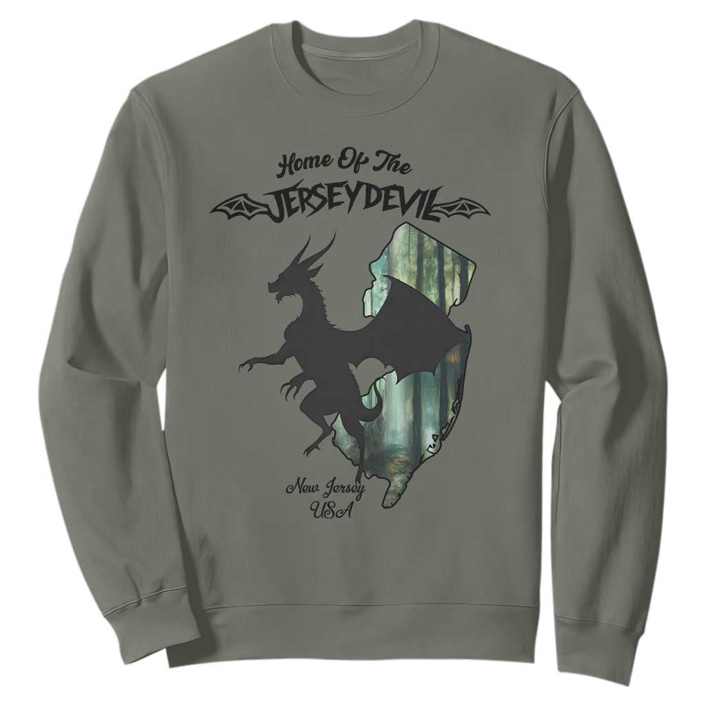 Home Of The Jersey Devil Sweatshirt Cryptid Gift TS12 Military Green Print Your Wear