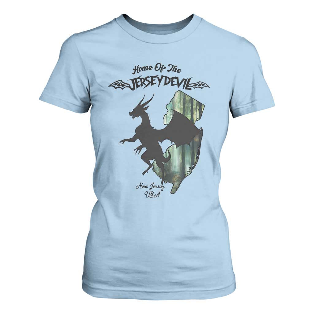 Home Of The Jersey Devil T Shirt For Women Cryptid Gift TS12 Light Blue Print Your Wear