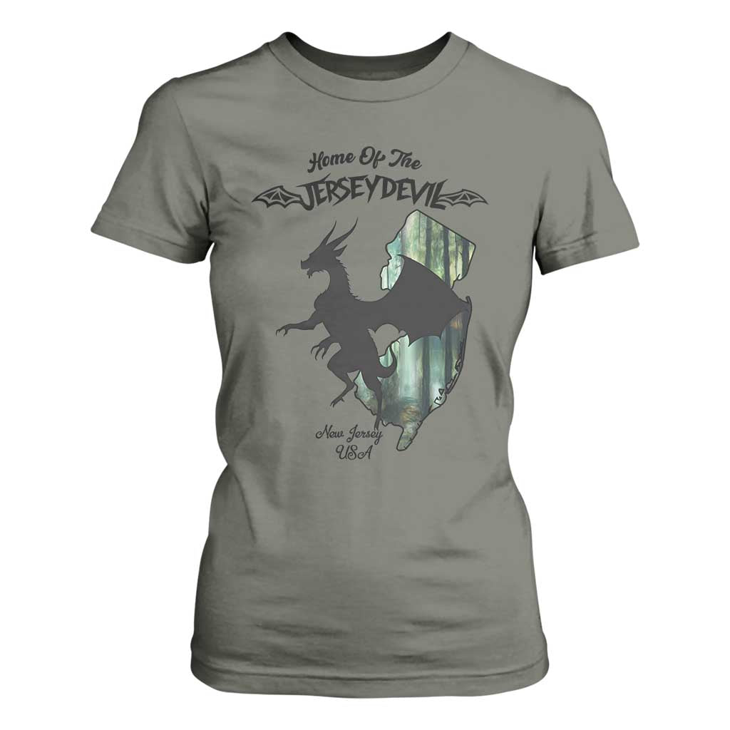 Home Of The Jersey Devil T Shirt For Women Cryptid Gift TS12 Military Green Print Your Wear