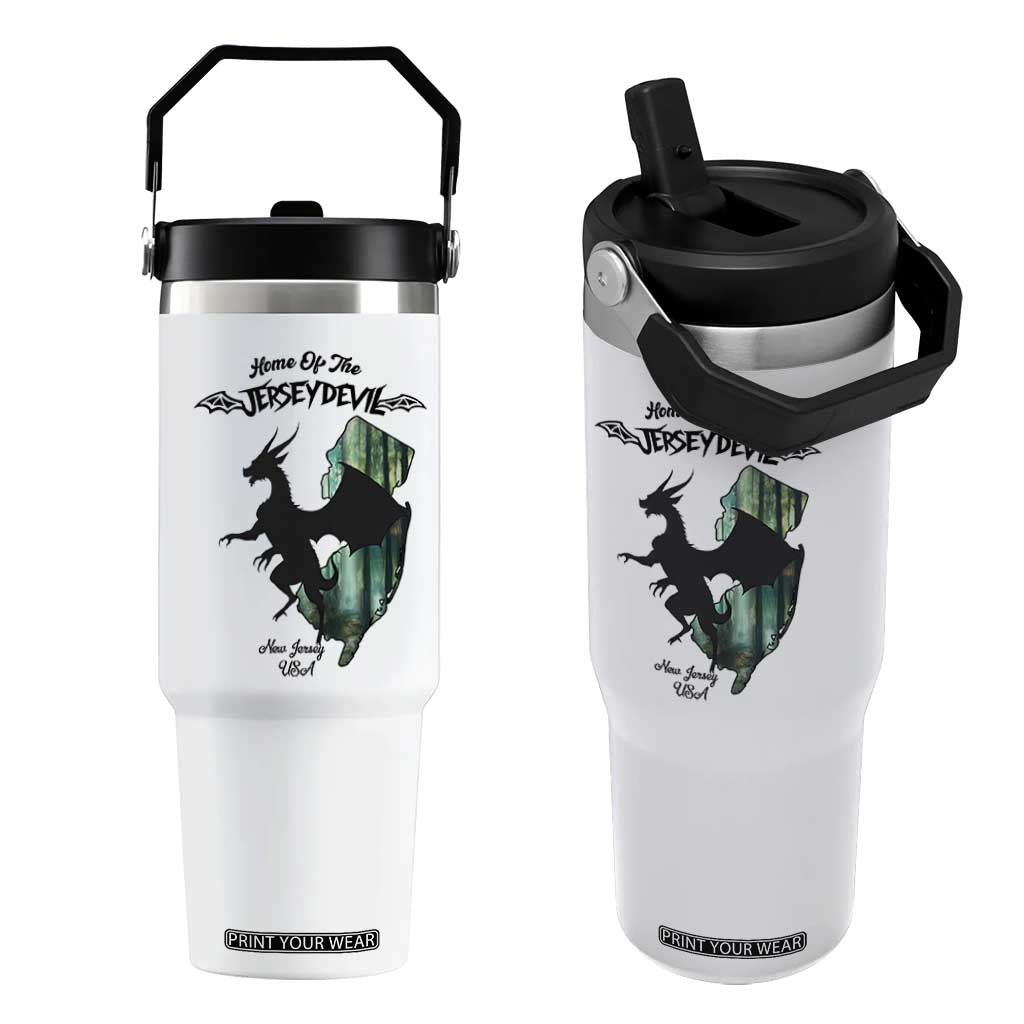 Home Of The Jersey Devil Flip Straw Tumbler Cryptid Gift TS12 One Size: 30 oz White Print Your Wear