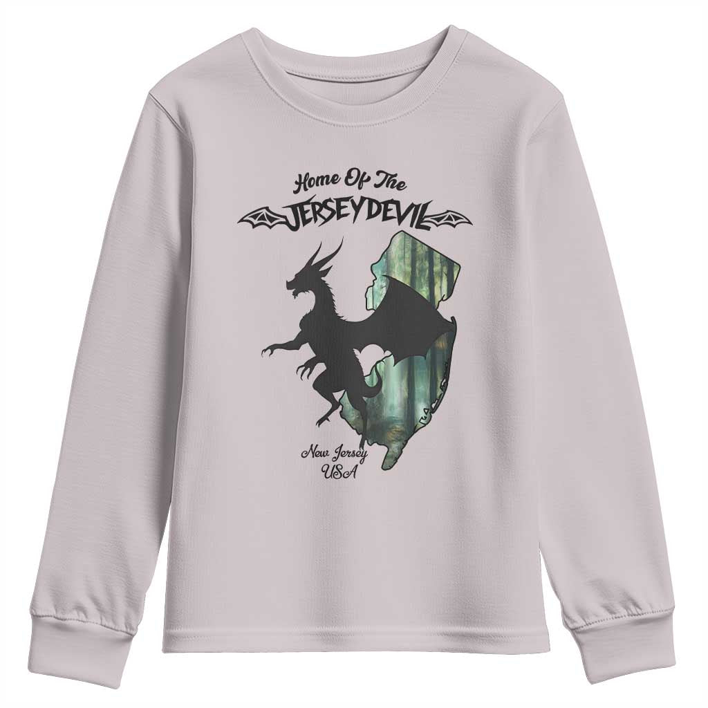 Home Of The Jersey Devil Youth Sweatshirt Cryptid Gift TS12 Ice Gray Print Your Wear