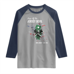 Jersey Devil Raglan Shirt Home Of New Jersey Est 1735 Cryptid Gift TS12 Sport Gray Navy Print Your Wear