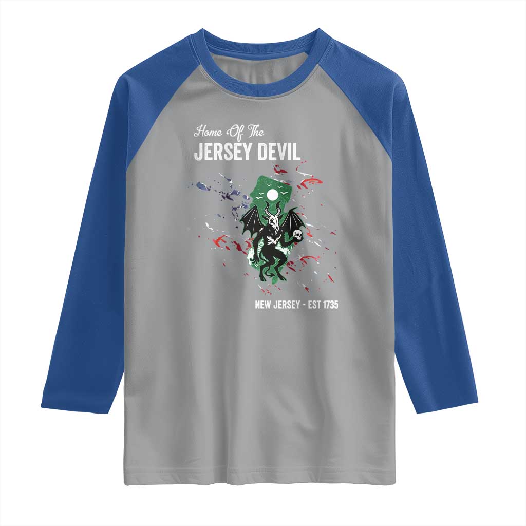 Jersey Devil Raglan Shirt Home Of New Jersey Est 1735 Cryptid Gift TS12 Sport Gray Royal Print Your Wear
