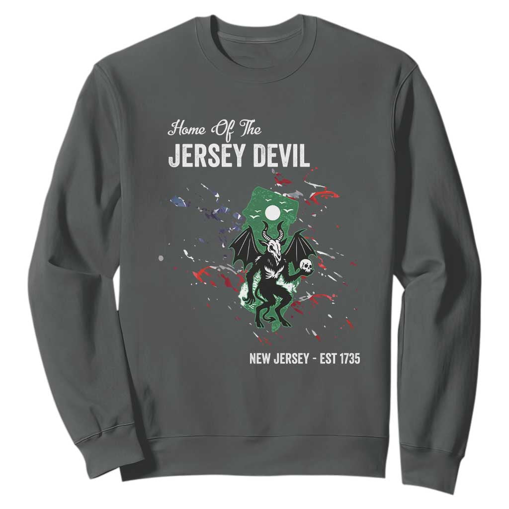 Jersey Devil Sweatshirt Home Of New Jersey Est 1735 Cryptid Gift TS12 Dark Heather Print Your Wear