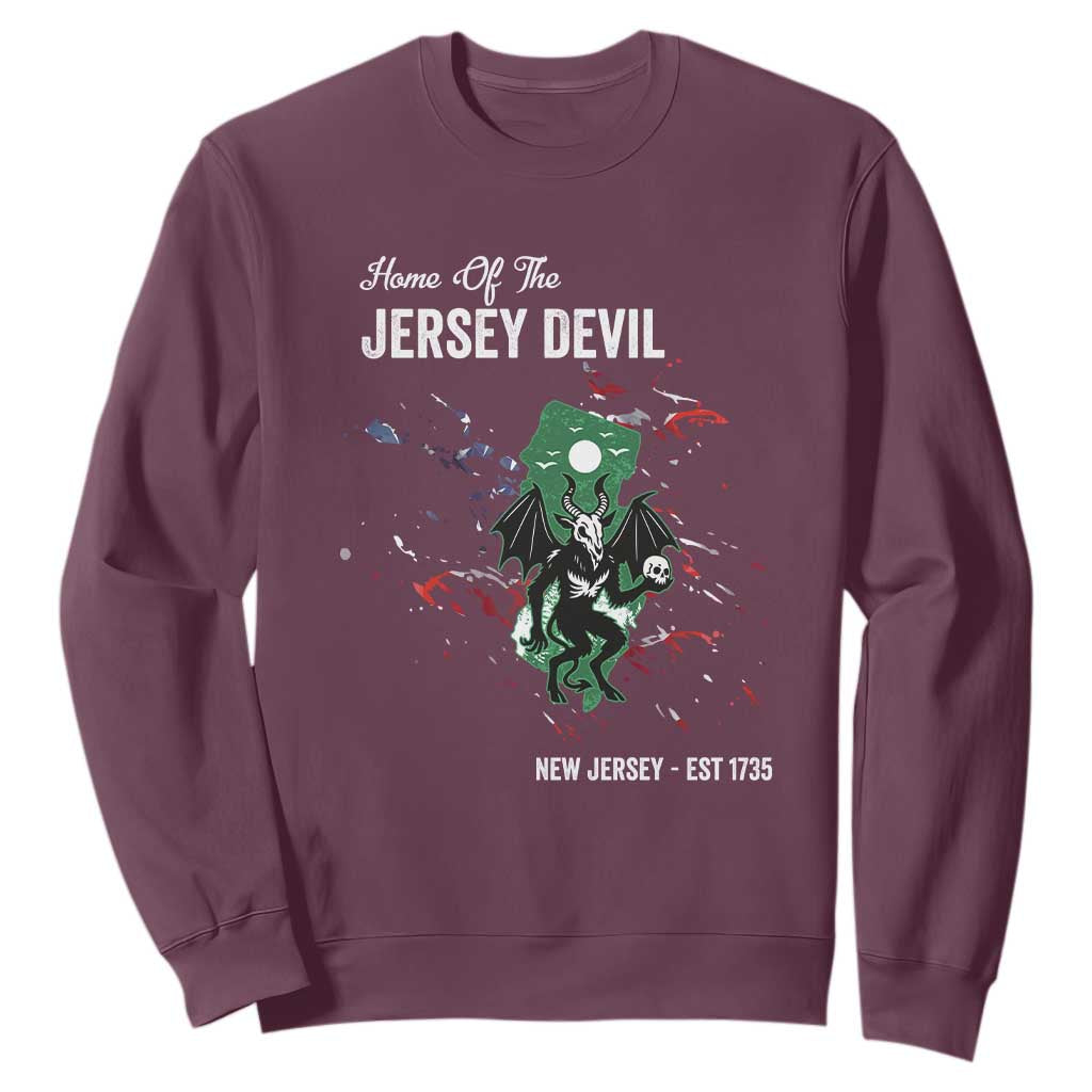 Jersey Devil Sweatshirt Home Of New Jersey Est 1735 Cryptid Gift TS12 Maroon Print Your Wear