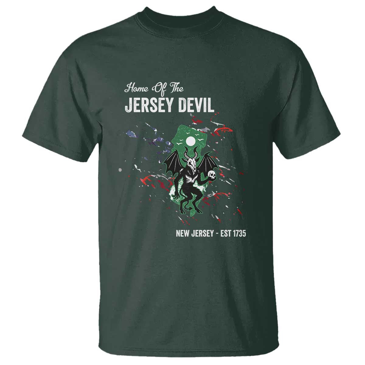 Jersey Devil T Shirt Home Of New Jersey Est 1735 Cryptid Gift TS12 Dark Forest Green Print Your Wear