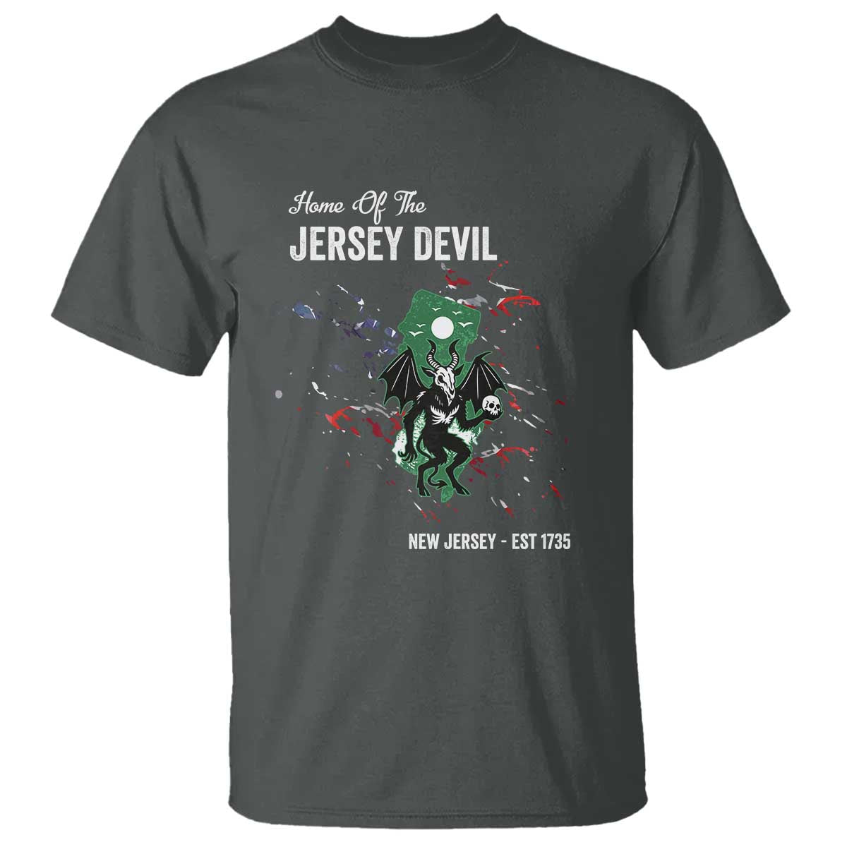 Jersey Devil T Shirt Home Of New Jersey Est 1735 Cryptid Gift TS12 Dark Heather Print Your Wear