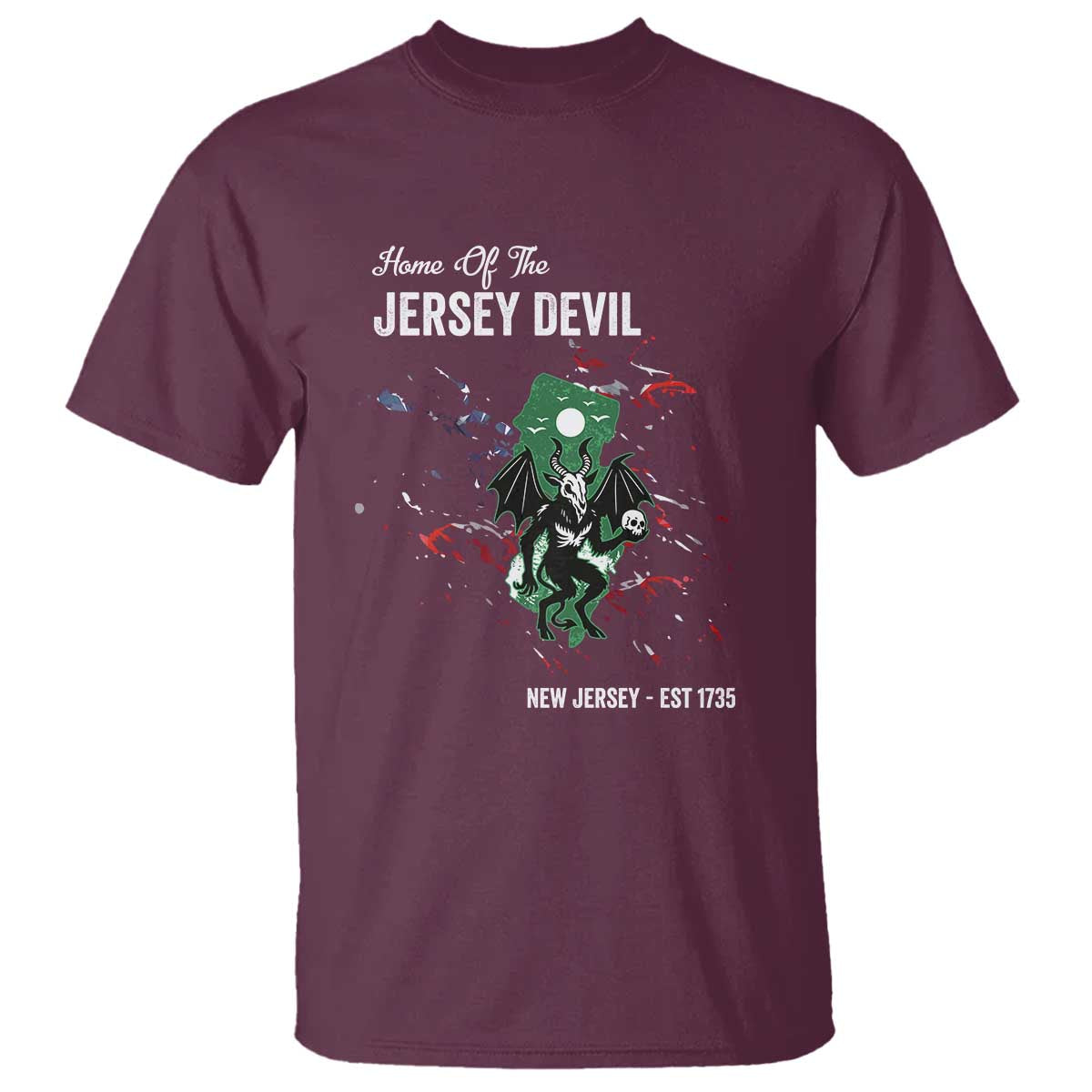 Jersey Devil T Shirt Home Of New Jersey Est 1735 Cryptid Gift TS12 Maroon Print Your Wear