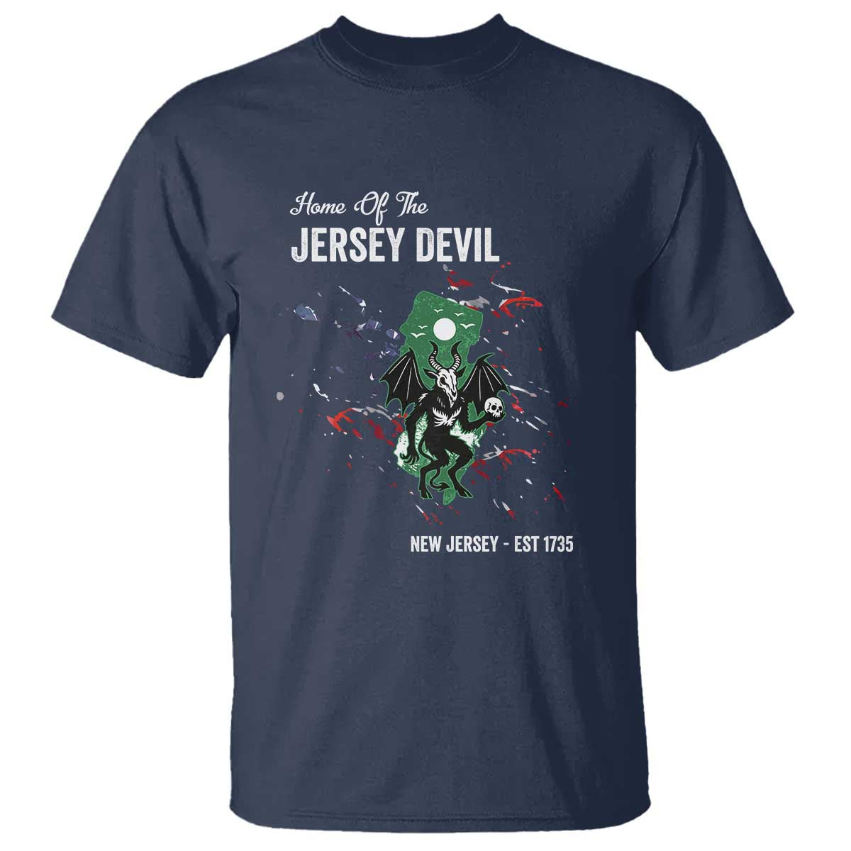 Jersey Devil T Shirt Home Of New Jersey Est 1735 Cryptid Gift TS12 Navy Print Your Wear