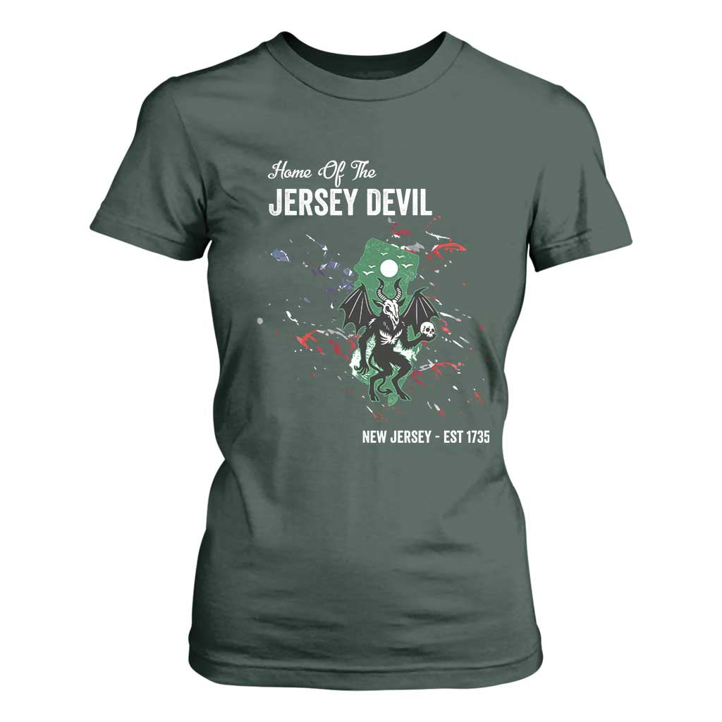 Jersey Devil T Shirt For Women Home Of New Jersey Est 1735 Cryptid Gift TS12 Dark Forest Green Print Your Wear