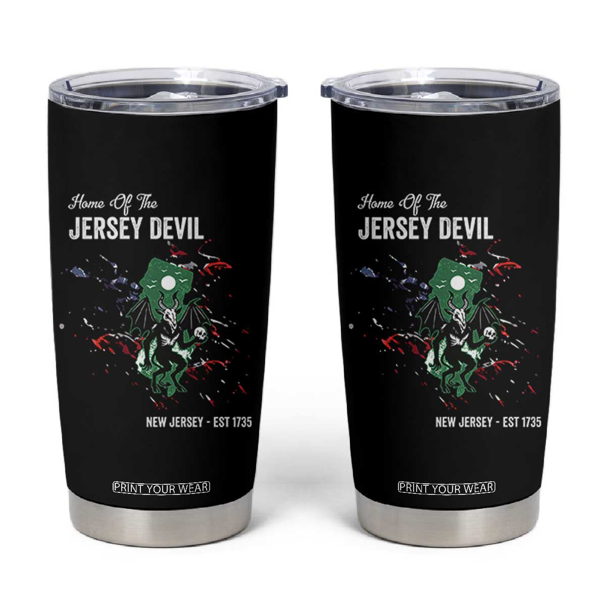Jersey Devil Tumbler Cup Home Of New Jersey Est 1735 Cryptid Gift TS12 Black Print Your Wear