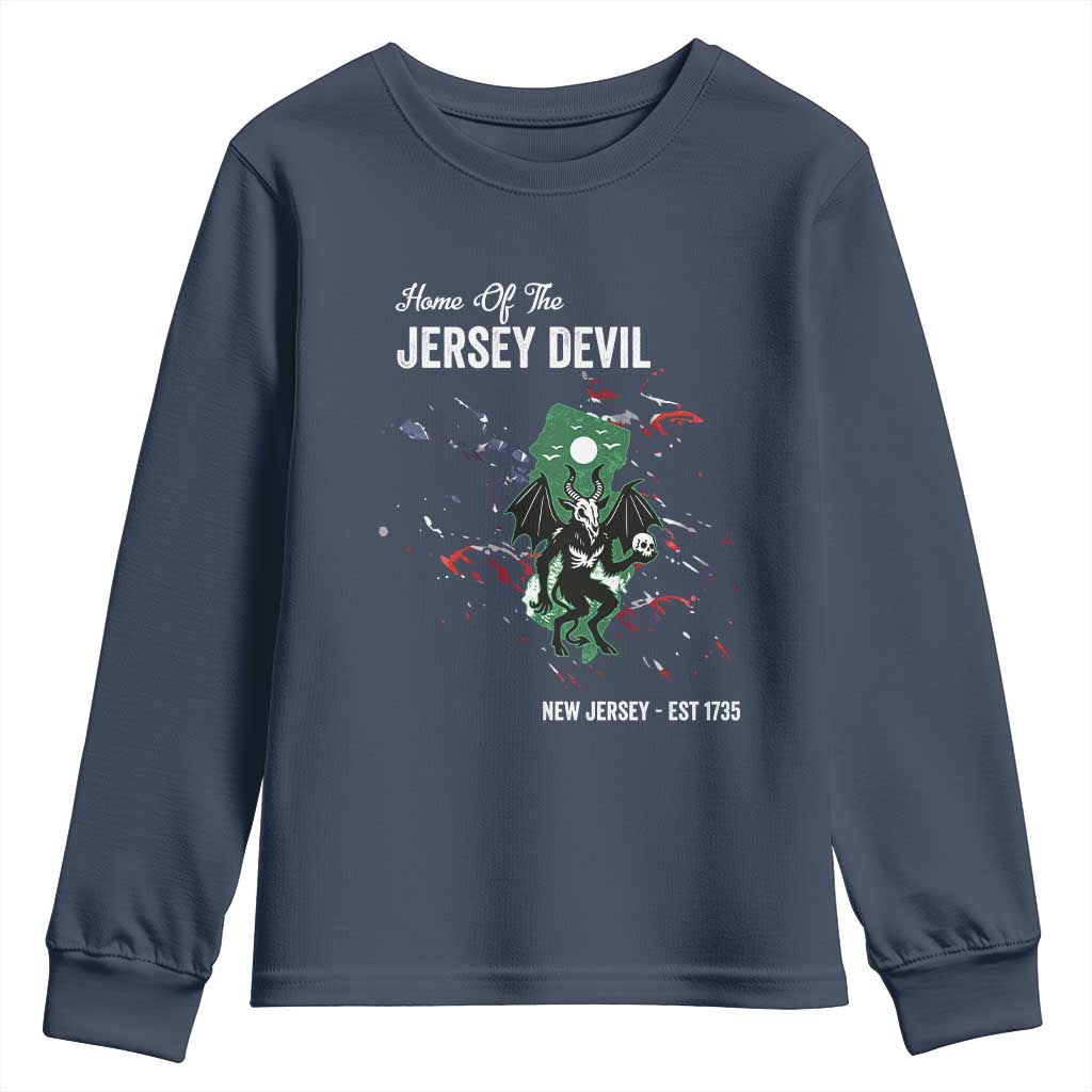 Jersey Devil Youth Sweatshirt Home Of New Jersey Est 1735 Cryptid Gift TS12 Navy Print Your Wear