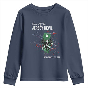Jersey Devil Youth Sweatshirt Home Of New Jersey Est 1735 Cryptid Gift TS12 Navy Print Your Wear
