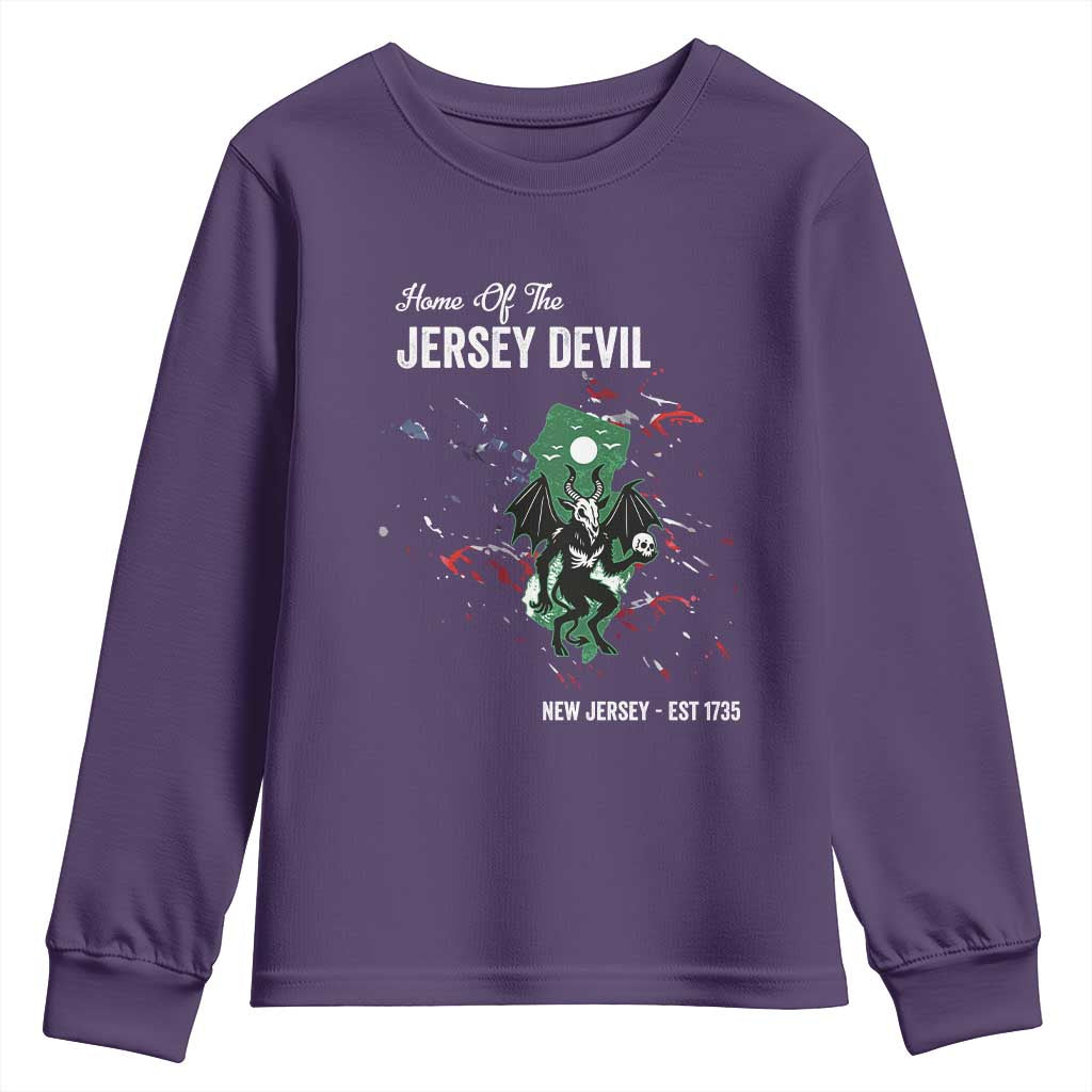 Jersey Devil Youth Sweatshirt Home Of New Jersey Est 1735 Cryptid Gift TS12 Purple Print Your Wear
