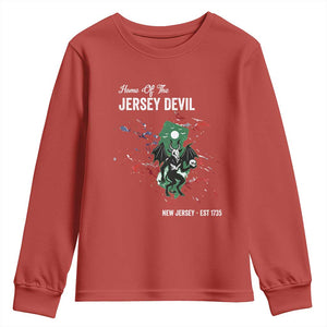 Jersey Devil Youth Sweatshirt Home Of New Jersey Est 1735 Cryptid Gift TS12 Red Print Your Wear
