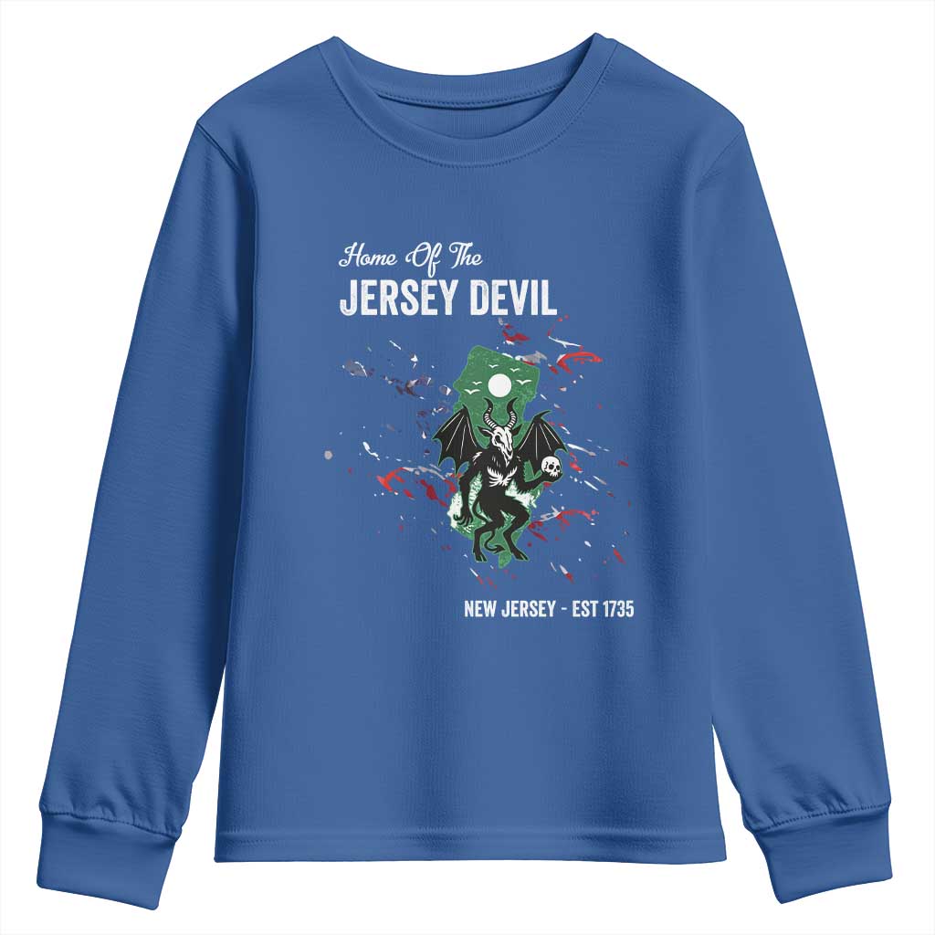 Jersey Devil Youth Sweatshirt Home Of New Jersey Est 1735 Cryptid Gift TS12 Royal Blue Print Your Wear