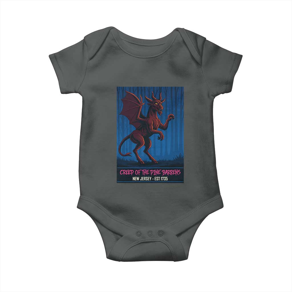 Jersey Devil Baby Onesie Creep Of The Pine Barrens New Jersey Est 1735 TS12 Dark Heather Print Your Wear