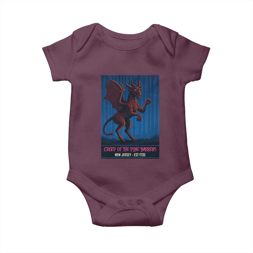 Jersey Devil Baby Onesie Creep Of The Pine Barrens New Jersey Est 1735 TS12 Maroon Print Your Wear