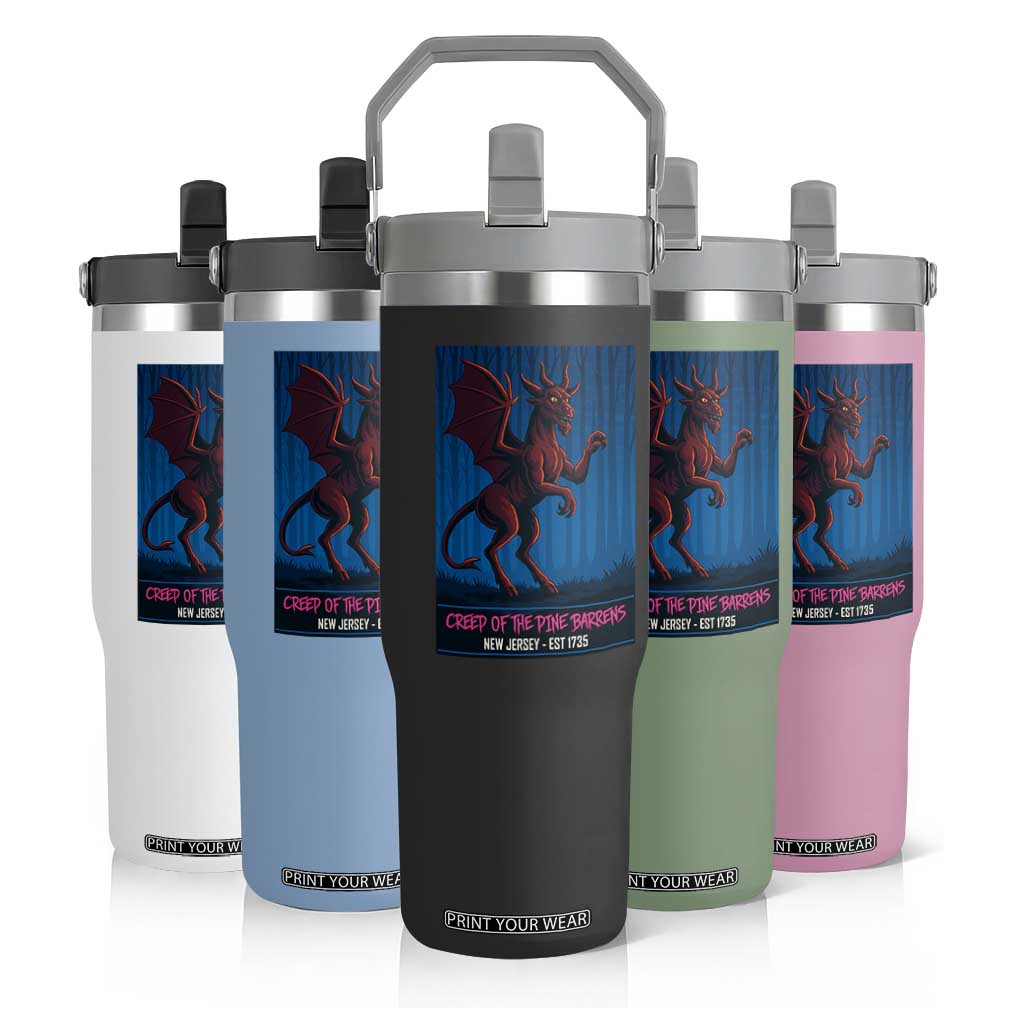 Jersey Devil Flip Straw Tumbler Creep Of The Pine Barrens New Jersey Est 1735 TS12 Print Your Wear