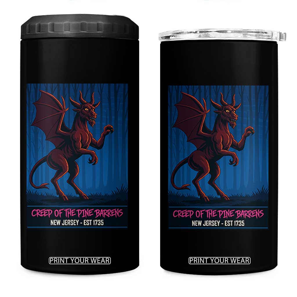 Jersey Devil 4 in 1 Can Cooler Tumbler Creep Of The Pine Barrens New Jersey Est 1735 TS12 One Size: 16 oz Black Print Your Wear