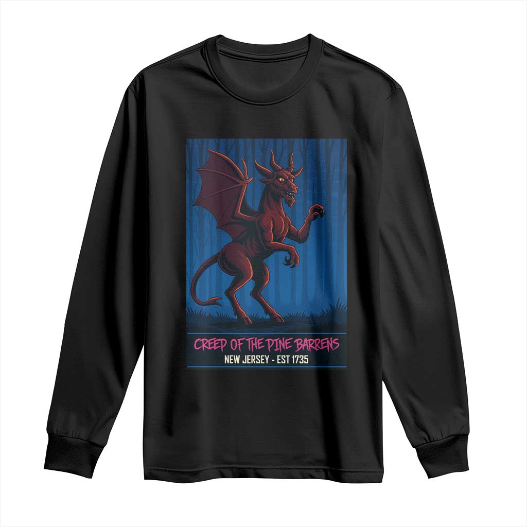 Jersey Devil Long Sleeve Shirt Creep Of The Pine Barrens New Jersey Est 1735 TS12 Black Print Your Wear