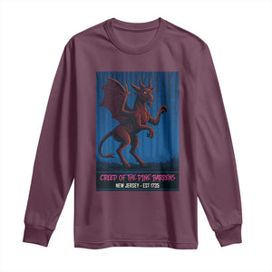 Jersey Devil Long Sleeve Shirt Creep Of The Pine Barrens New Jersey Est 1735 TS12 Maroon Print Your Wear