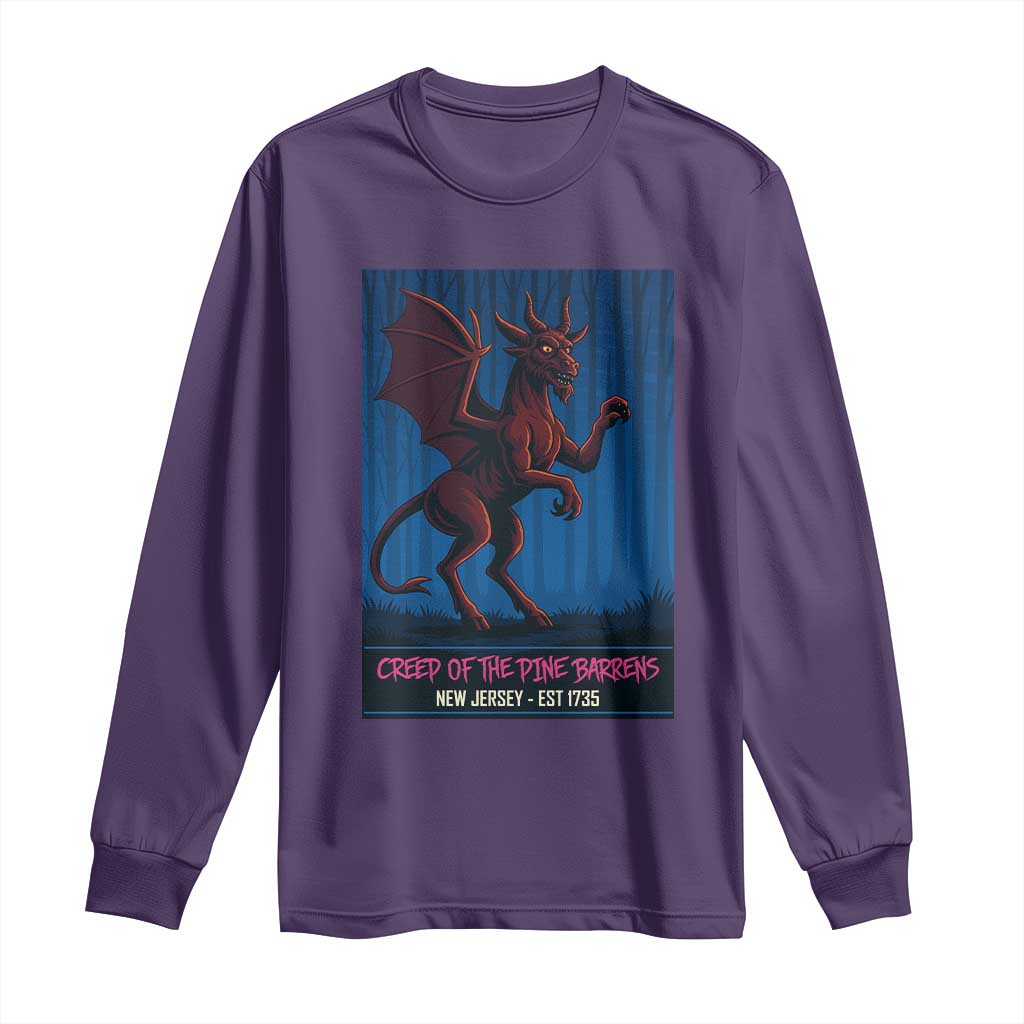 Jersey Devil Long Sleeve Shirt Creep Of The Pine Barrens New Jersey Est 1735 TS12 Purple Print Your Wear