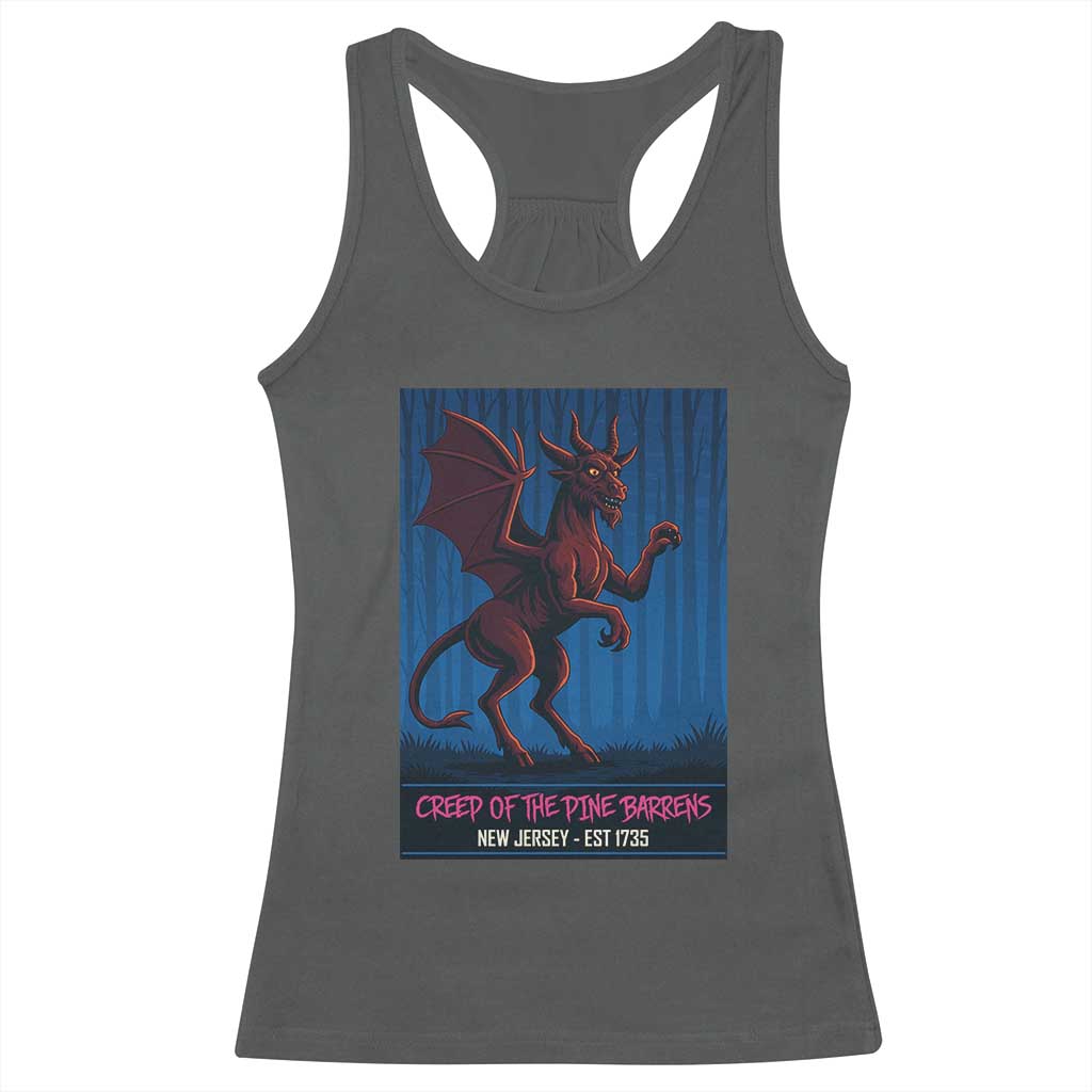 Jersey Devil Racerback Tank Top Creep Of The Pine Barrens New Jersey Est 1735 TS12 Dark Heather Print Your Wear