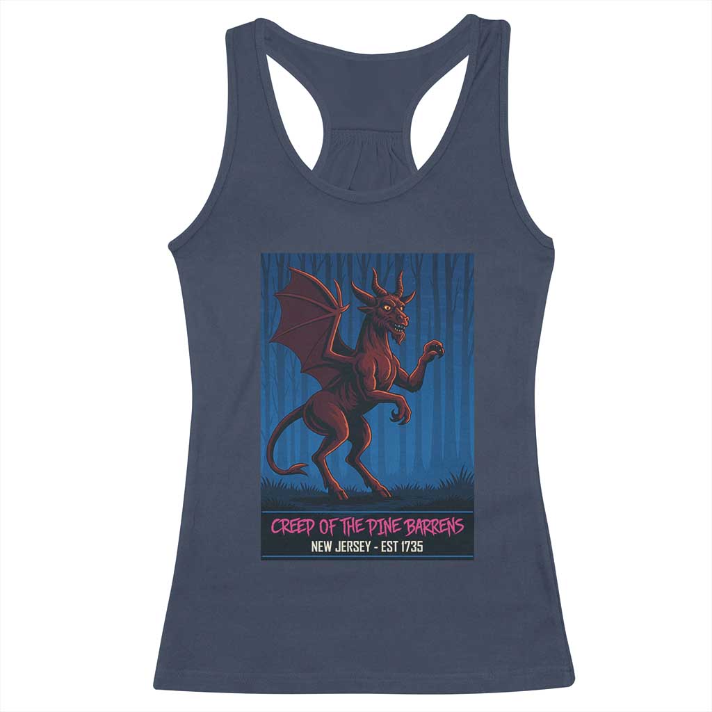 Jersey Devil Racerback Tank Top Creep Of The Pine Barrens New Jersey Est 1735 TS12 Navy Print Your Wear
