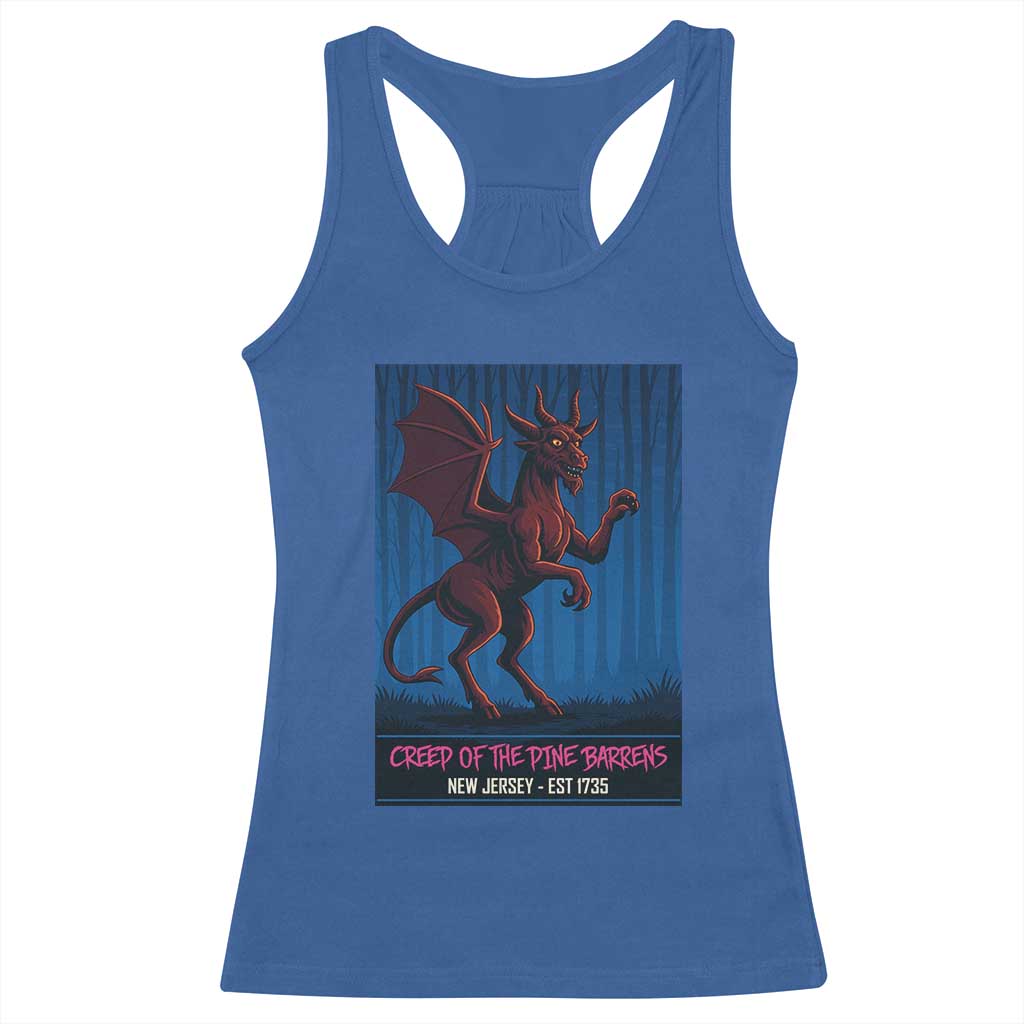 Jersey Devil Racerback Tank Top Creep Of The Pine Barrens New Jersey Est 1735 TS12 Royal Blue Print Your Wear