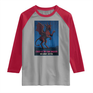Jersey Devil Raglan Shirt Creep Of The Pine Barrens New Jersey Est 1735 TS12 Sport Gray Red Print Your Wear