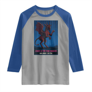 Jersey Devil Raglan Shirt Creep Of The Pine Barrens New Jersey Est 1735 TS12 Sport Gray Royal Print Your Wear