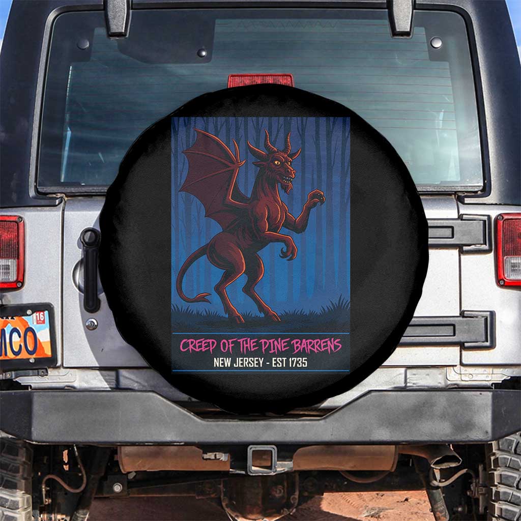 Jersey Devil Spare Tire Cover Creep Of The Pine Barrens New Jersey Est 1735 TS12 No hole Black Print Your Wear