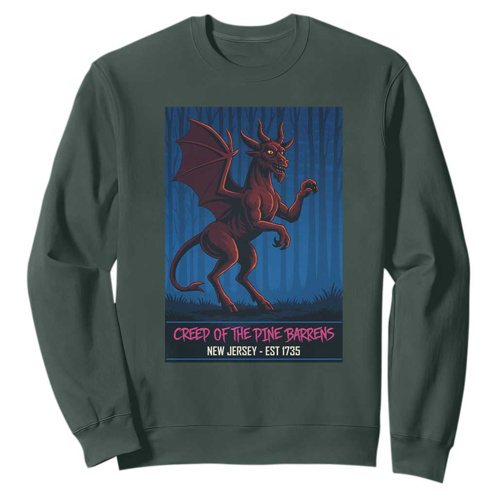 Jersey Devil Sweatshirt Creep Of The Pine Barrens New Jersey Est 1735 TS12 Dark Forest Green Print Your Wear