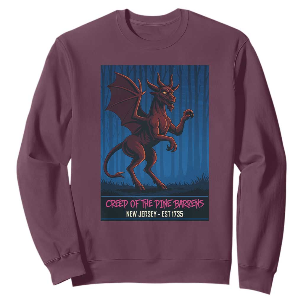 Jersey Devil Sweatshirt Creep Of The Pine Barrens New Jersey Est 1735 TS12 Maroon Print Your Wear