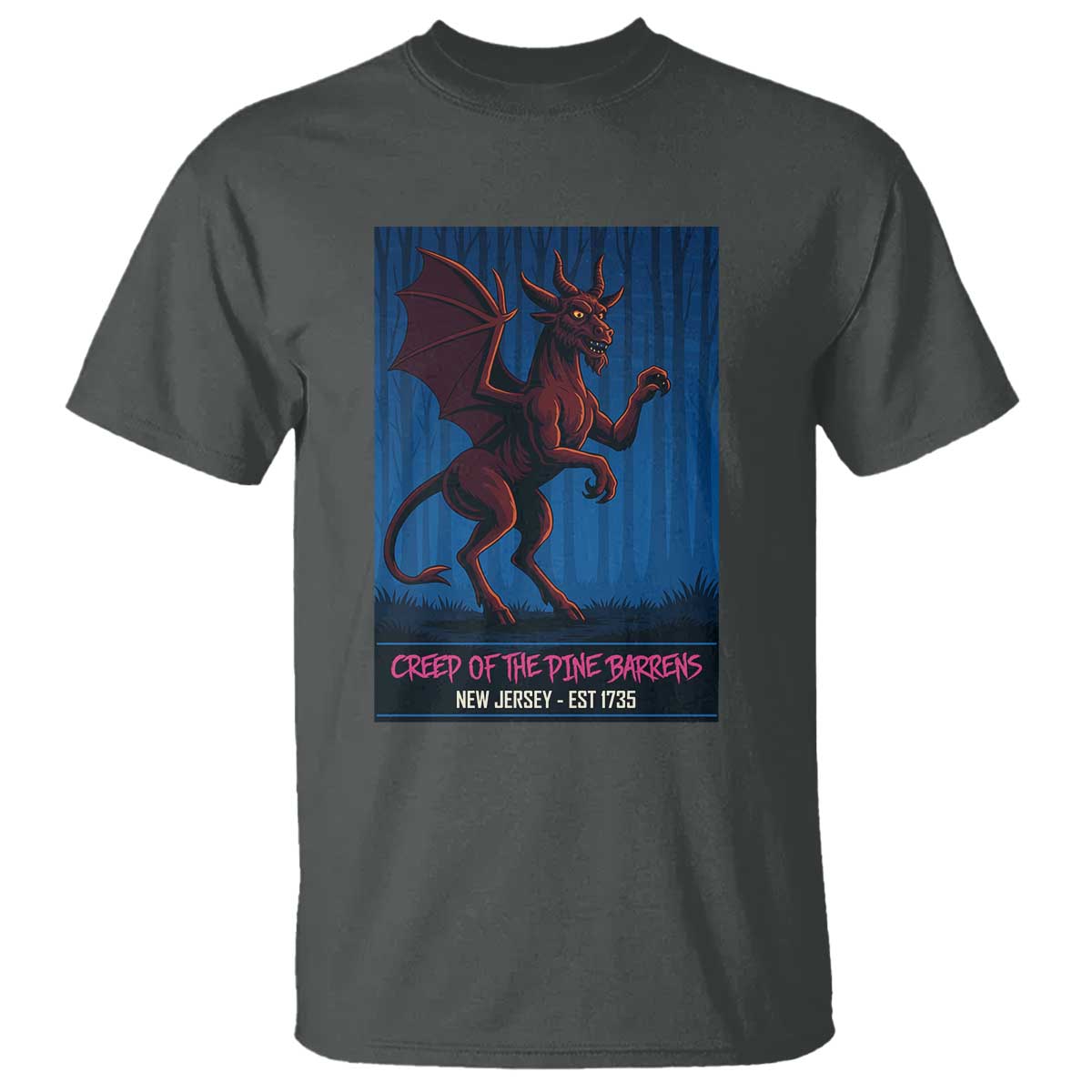 Jersey Devil T Shirt Creep Of The Pine Barrens New Jersey Est 1735 TS12 Dark Heather Print Your Wear