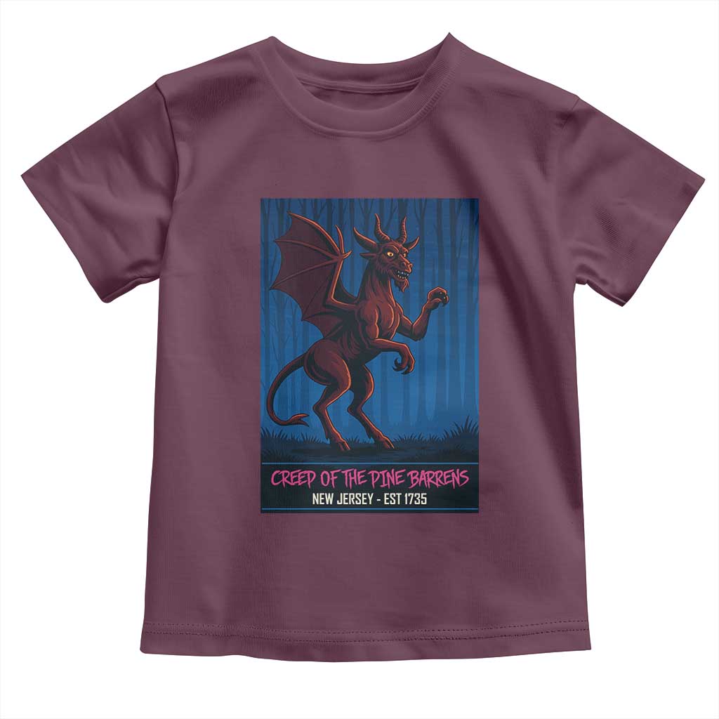 Jersey Devil Toddler T Shirt Creep Of The Pine Barrens New Jersey Est 1735 TS12 Maroon Print Your Wear