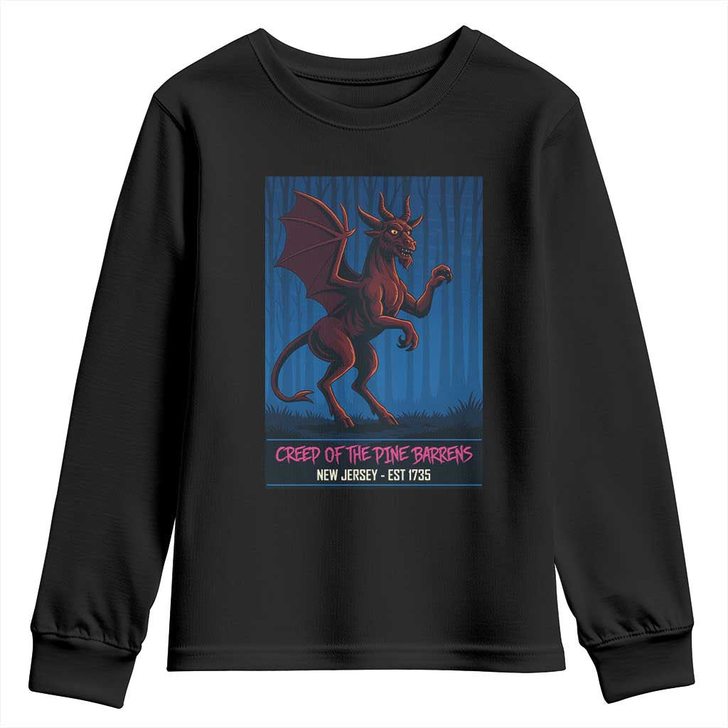 Jersey Devil Youth Sweatshirt Creep Of The Pine Barrens New Jersey Est 1735 TS12 Black Print Your Wear
