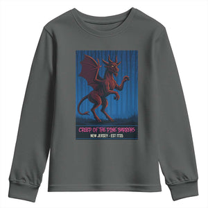 Jersey Devil Youth Sweatshirt Creep Of The Pine Barrens New Jersey Est 1735 TS12 Dark Heather Print Your Wear
