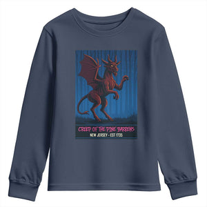 Jersey Devil Youth Sweatshirt Creep Of The Pine Barrens New Jersey Est 1735 TS12 Navy Print Your Wear