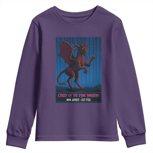 Jersey Devil Youth Sweatshirt Creep Of The Pine Barrens New Jersey Est 1735 TS12 Purple Print Your Wear