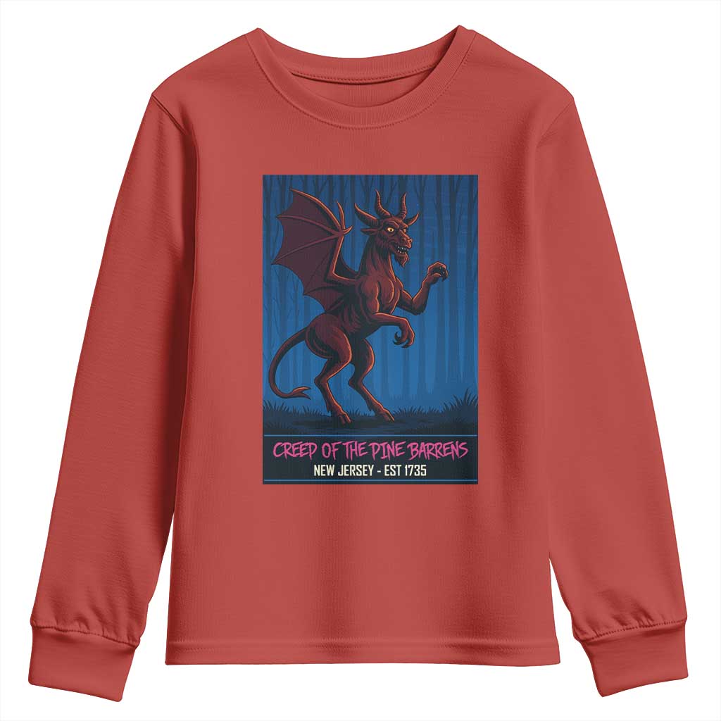 Jersey Devil Youth Sweatshirt Creep Of The Pine Barrens New Jersey Est 1735 TS12 Red Print Your Wear