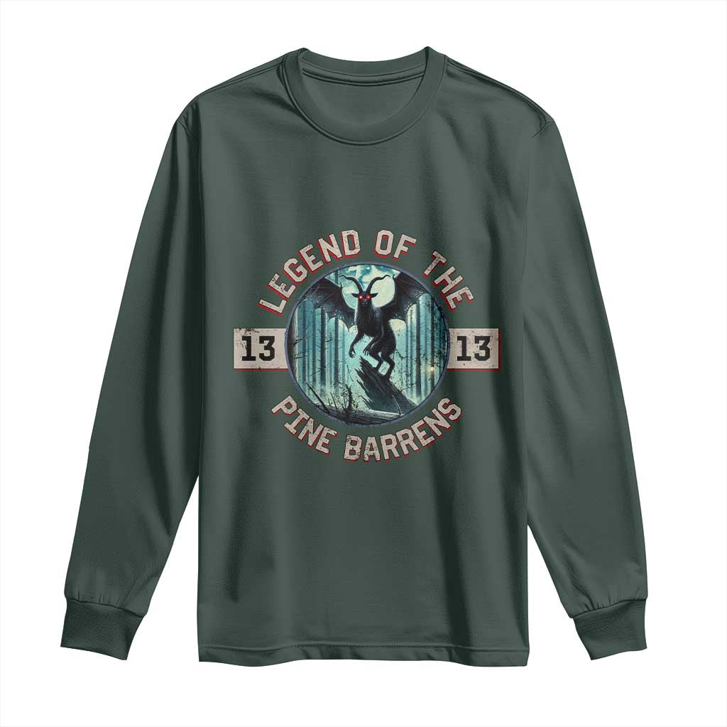Jersey Devil Long Sleeve Shirt Cryptid Gift Legend Of The Pine Barrens TS12 Dark Forest Green Print Your Wear