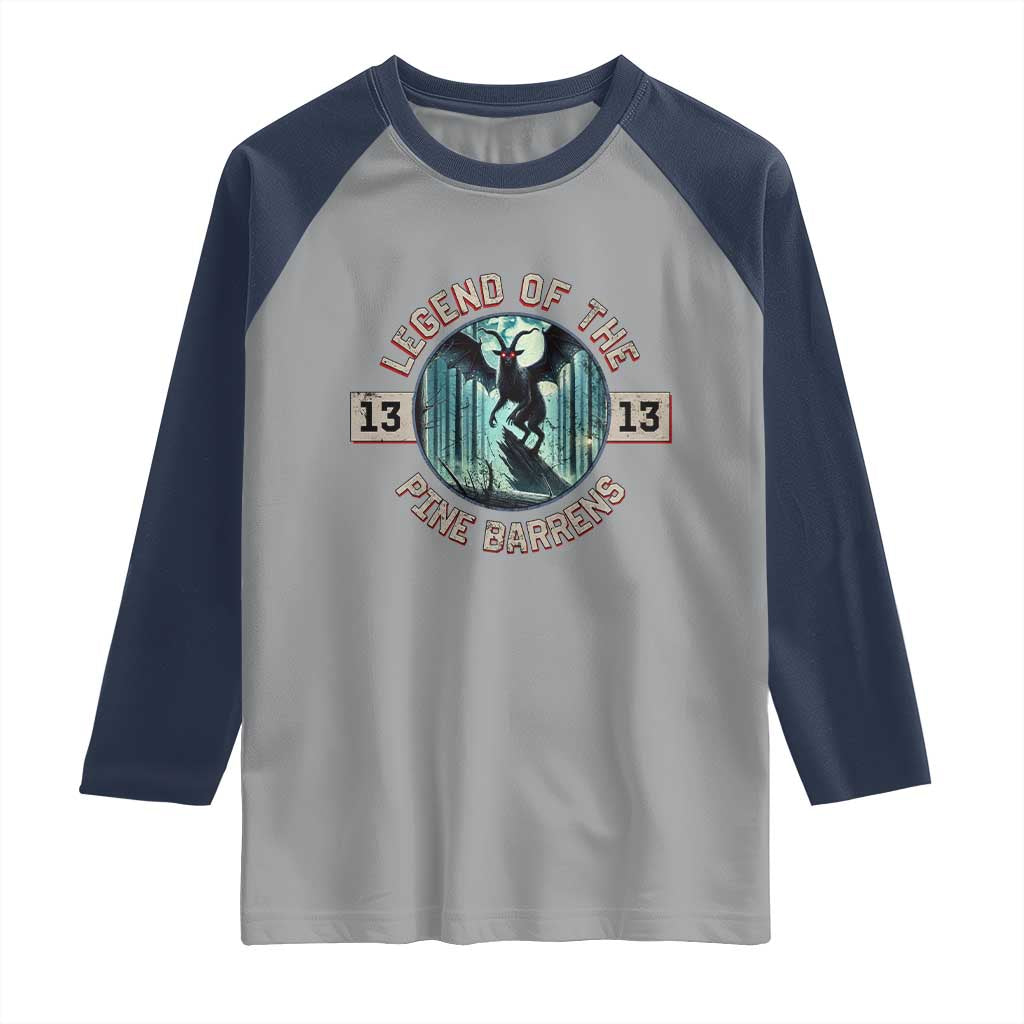 Jersey Devil Raglan Shirt Cryptid Gift Legend Of The Pine Barrens TS12 Sport Gray Navy Print Your Wear
