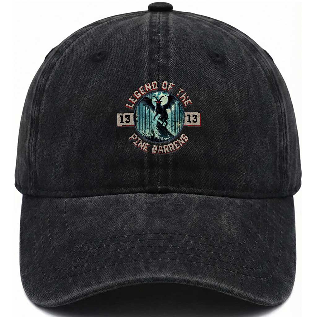 Jersey Devil Washed Cotton Baseball Cap Cryptid Gift Legend Of The Pine Barrens TS12 Washed Cap Universal Fit Black Print Your Wear