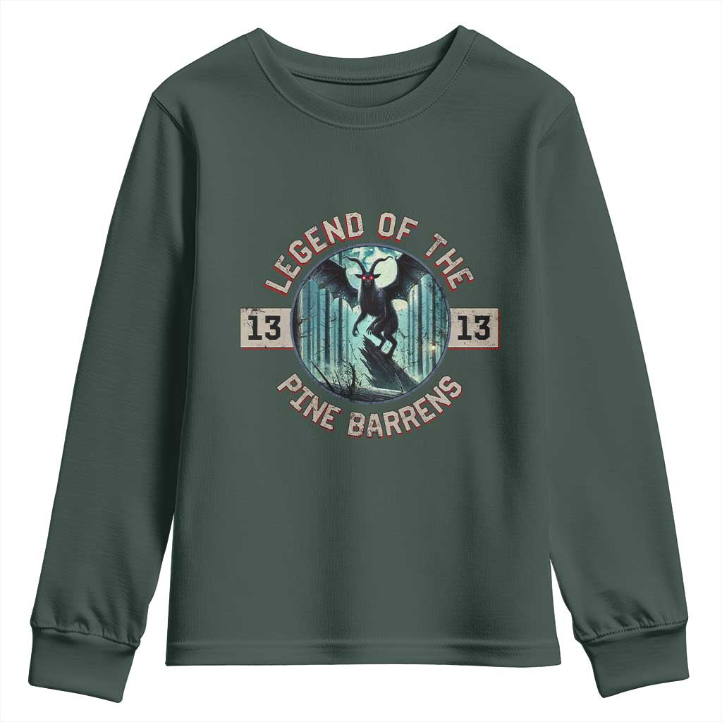 Jersey Devil Youth Sweatshirt Cryptid Gift Legend Of The Pine Barrens TS12 Dark Forest Green Print Your Wear