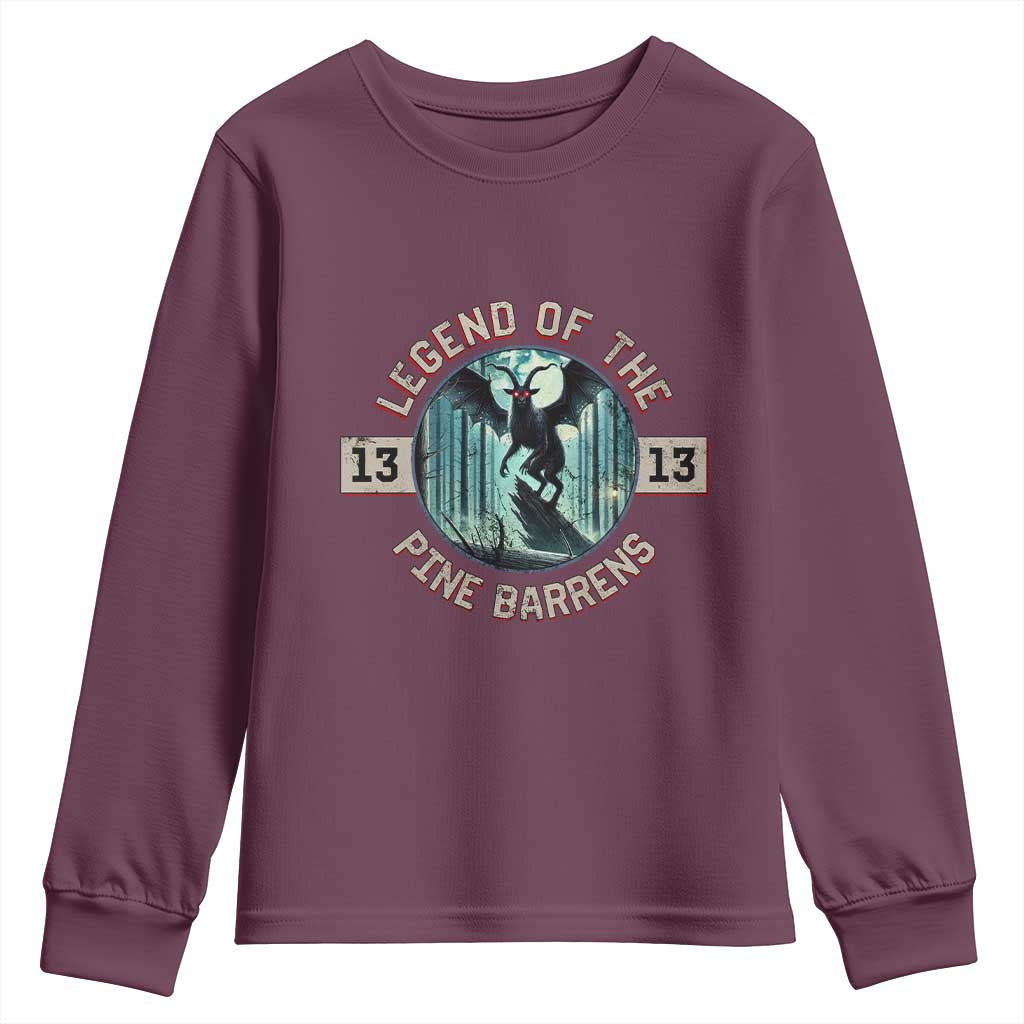 Jersey Devil Youth Sweatshirt Cryptid Gift Legend Of The Pine Barrens TS12 Maroon Print Your Wear