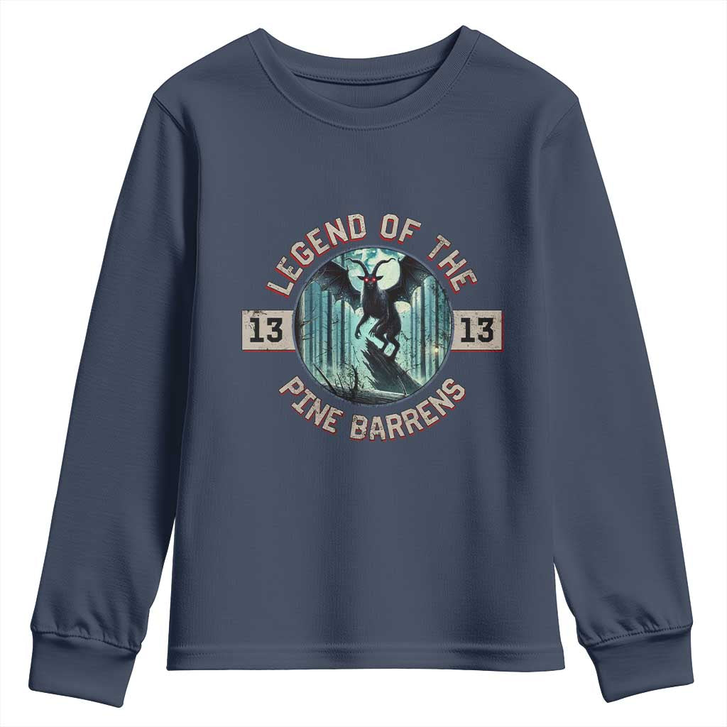 Jersey Devil Youth Sweatshirt Cryptid Gift Legend Of The Pine Barrens TS12 Navy Print Your Wear