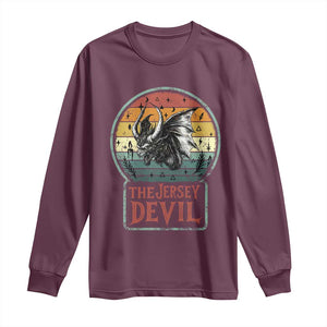 The Jersey Devil Long Sleeve Shirt Retro Vintage New Jersey Cryptid TS12 Maroon Print Your Wear